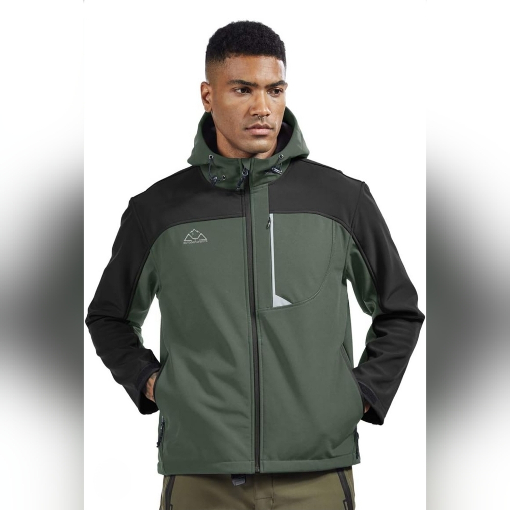 Outdoors Sports Softshell Waterproof Warm Hooded Jacket Sz 2XL